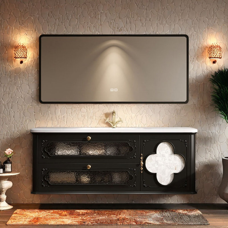 Armoire de salle de bain rétro française, H 21,6 po x l 55,1 po x P 21,6 po