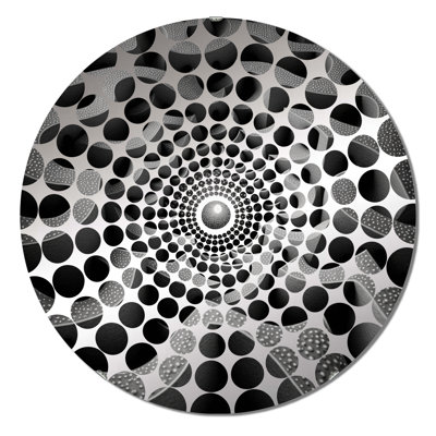 Miroir décoratif à travers le trou de lapin noir et blanc II - Cercles concentriques