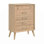 Meuble de chambre style Mid-Century moderne en chêne naturel à 5 tiroirs en nickel de style classique 1 pièce