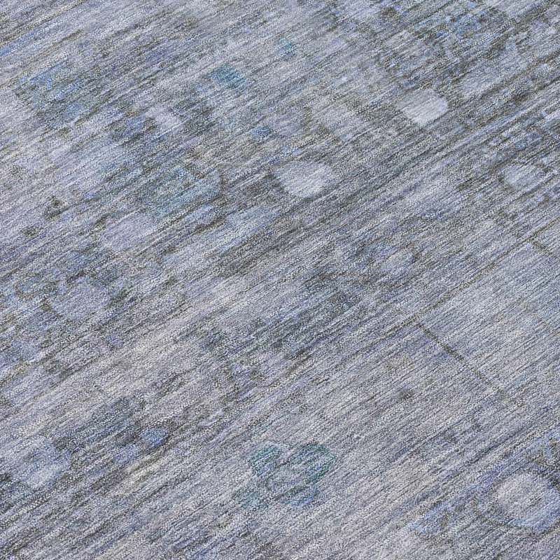 Machine Washable Indoor/Outdoor Xhevrie Blue Rug, Rectangle 5' x 7'6"