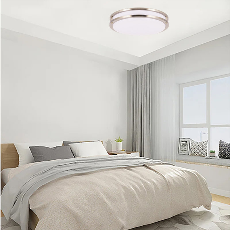 LED Flush Mount Brushed Nickel Ceiling Light Dimmable 3000/4000/5000K Selectable, 3.8" H x 18" W x 18" D