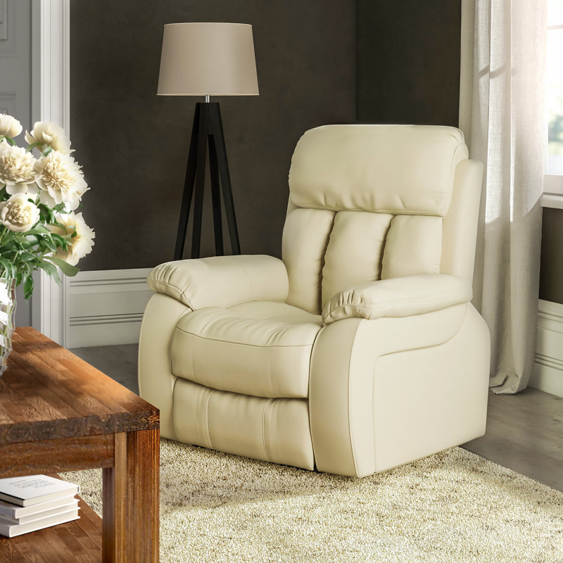 Faux Leather Heated Massage Chair, Cream, Electric