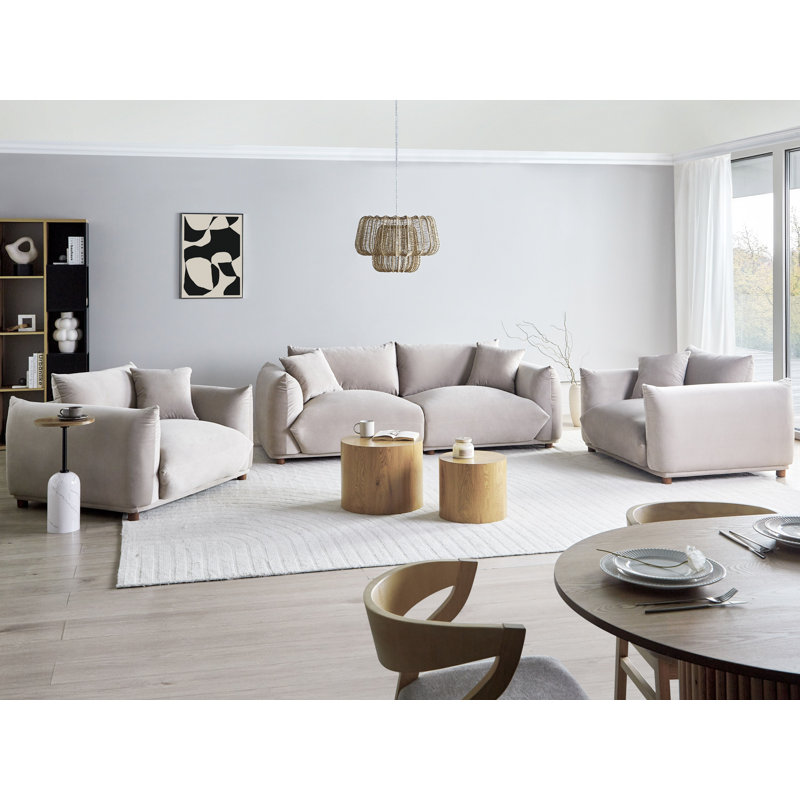 Living Room Set Alexias, Taupe Velvet