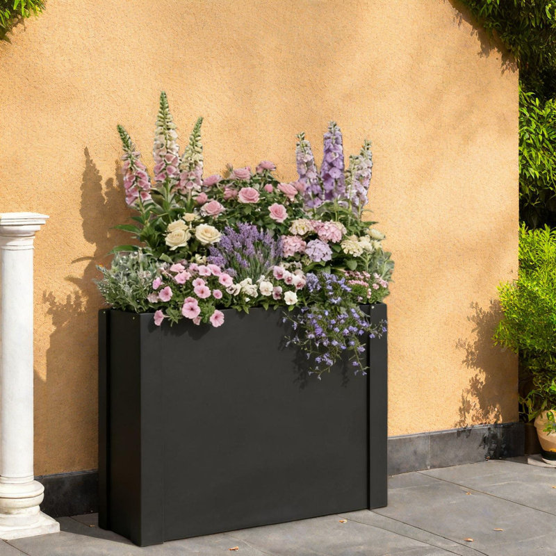 Jardinières en acier durable, boîte de jardin extérieure moderne et spacieuse pour patio