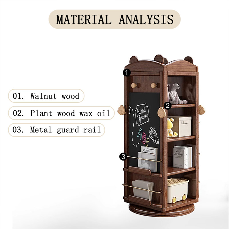 Nut-Brown Modern Solid wood rotating bookshelf