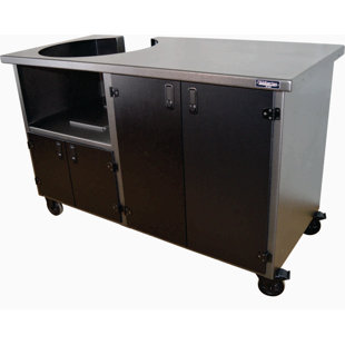 Armoire 4 portes pour 18 po Classic II, Kamado Joe, corps veiné argenté avec portes rouges et quincaillerie en acier inoxydable