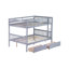 Lit superposé double en bois d'hévéa double avec 2 tiroirs, convertible en 2 lits doubles, lit superposé double avec échelle et garde-corps de sécurité, gris-129892523