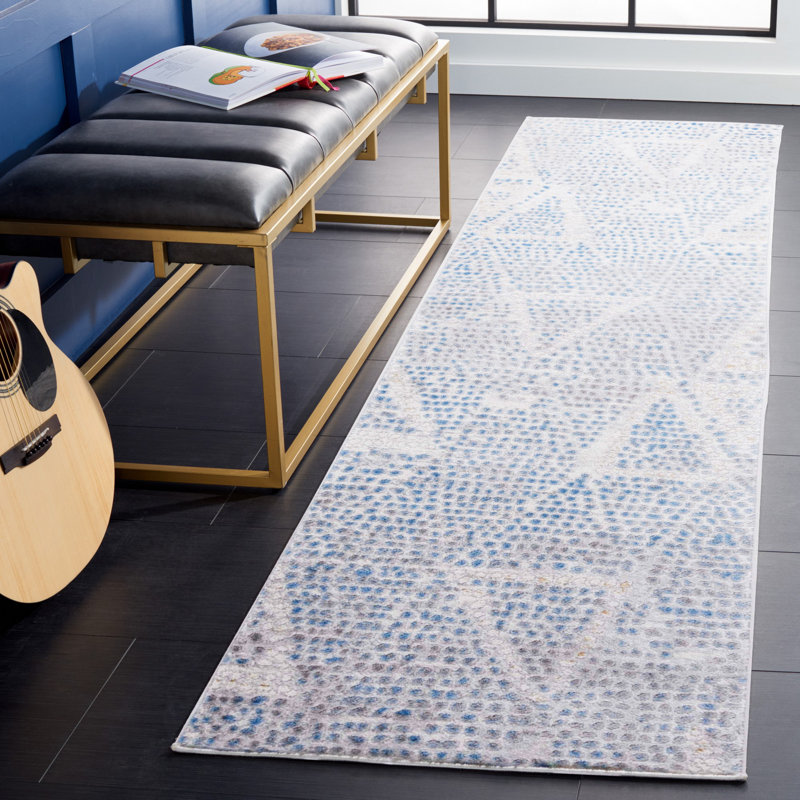 Tapis beige / bleu Palma 318, Tapis de couloir 2 pi 2 po x 9 pi