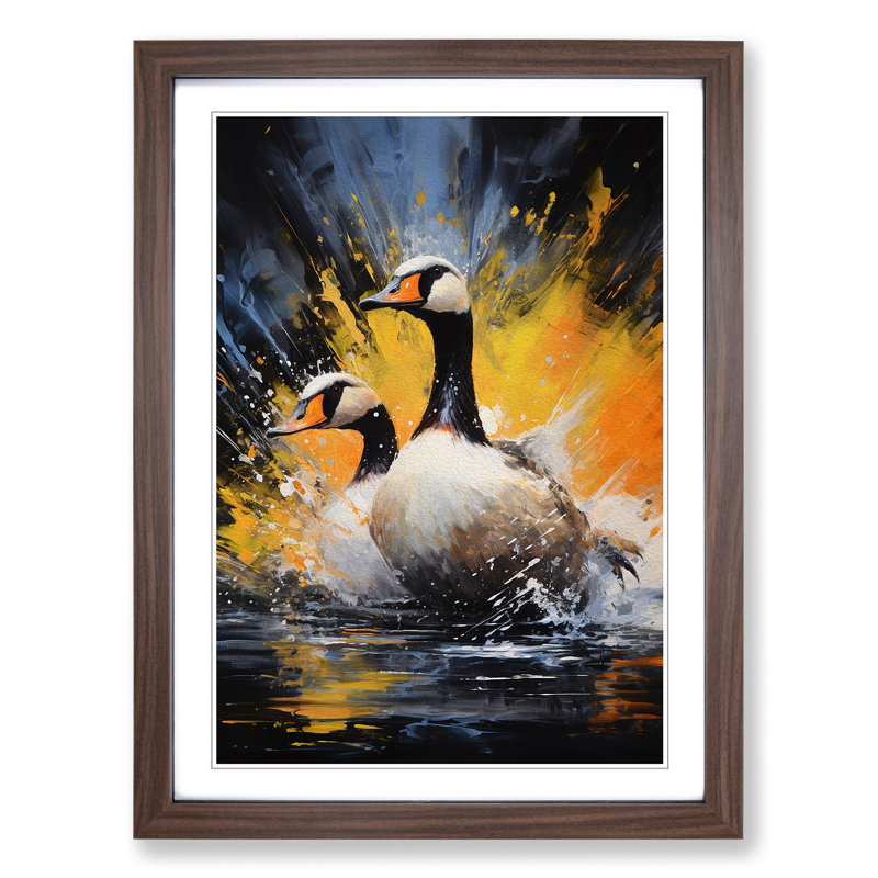 Goose Action Painting Art - Framed Print