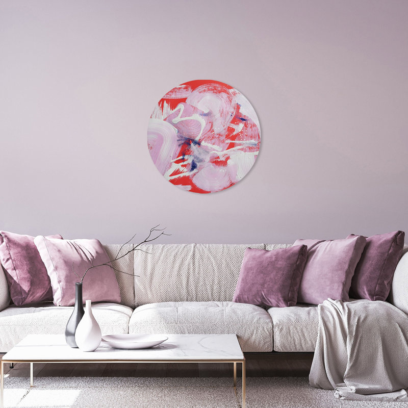 Maracuya Berry Abstract Round Acrylic Art by Oliver Gal, 16" H x 16" W
