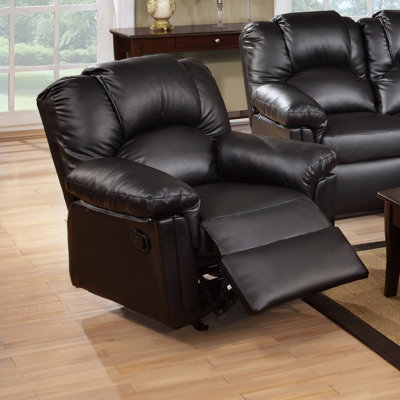 Contemporary Motion Recliner Chair With Glider, Bonded Leather For Living Room Comfort And Style