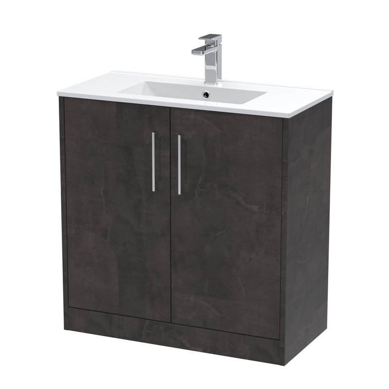Juno 800mm Single Bathroom Vanity with Integrated Vitreous China Basin, Metallic Slate