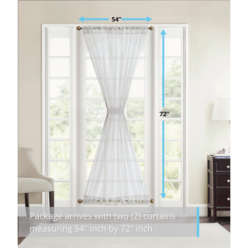Giovanni Sheer French Door Curtain Pair, 54" W x 72" L, Silver