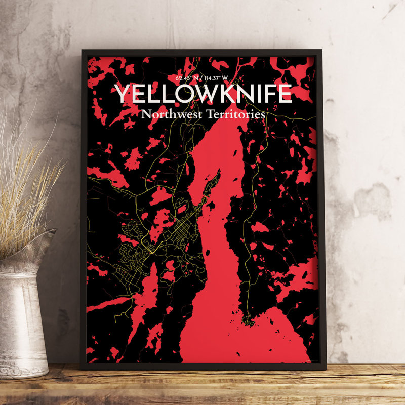 Yellowknife City Map - No Frame Print, 50.8cm H x 40.6cm W x 0.13cm D