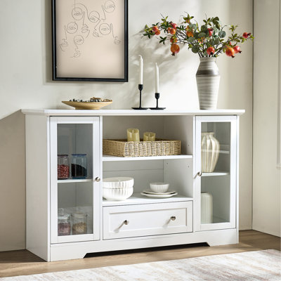 Buffet buffet, grande armoire de rangement de 51 po avec tiroirs, portes et tablettes réglables, bar à café en bois de style campagnard pour la cuisine