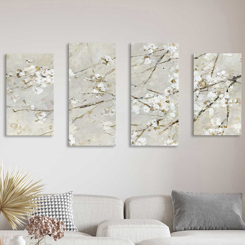 «Blossom Confetti» par Sally Swatland, reproduction sur toile tendue 4 pièces, H 38 po x l 72 po