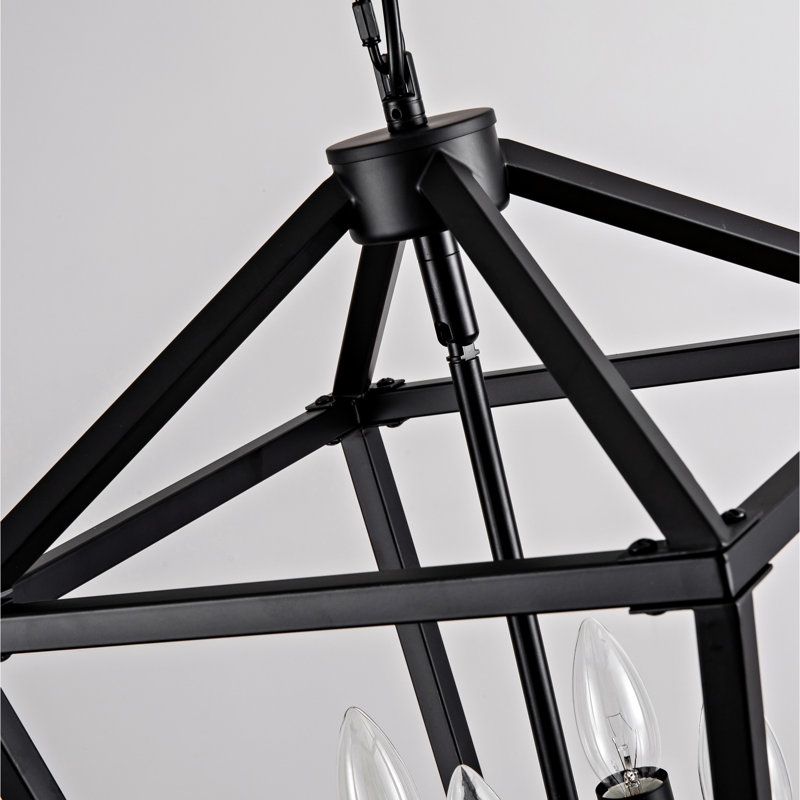 4 - Luminaire noir, lanterne de style industriel avec cage ouverte, base E12, hauteur réglable pour prise de plafond rustique, salle à manger suspendue