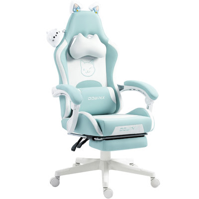 Adjustable Reclining Ergonomic Leather Swiveling PC & Racing Game Chair with Footrest