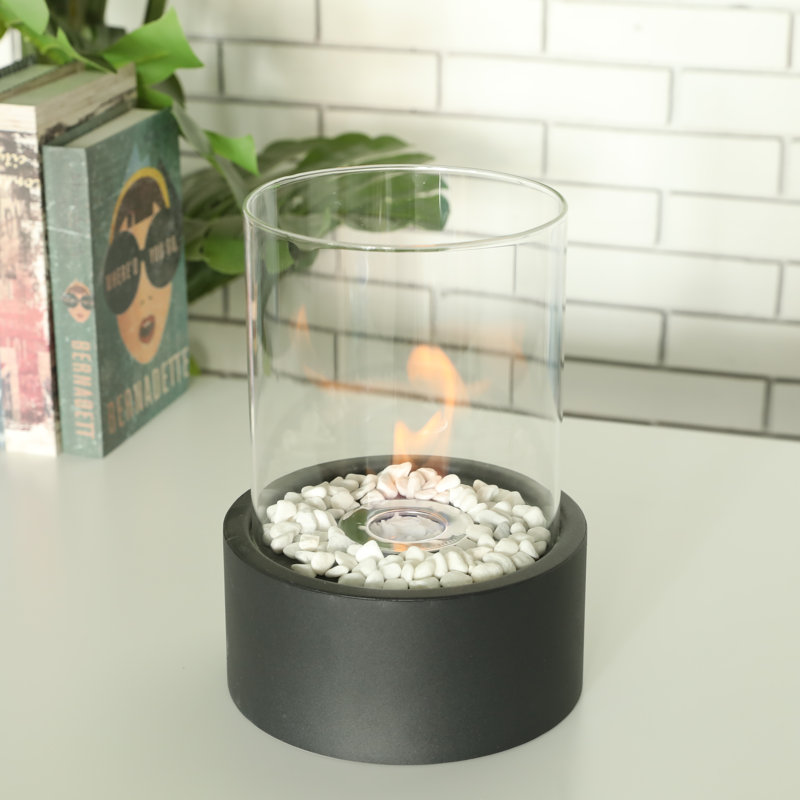 30 cm Bio-Ethanol Outdoor Tabletop Fireplace with Flame Guard, Black