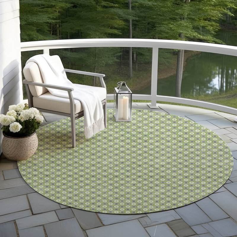 Tapis vert intérieur / extérieur lavable en machine Christain ACN1431, Rond 8 pi