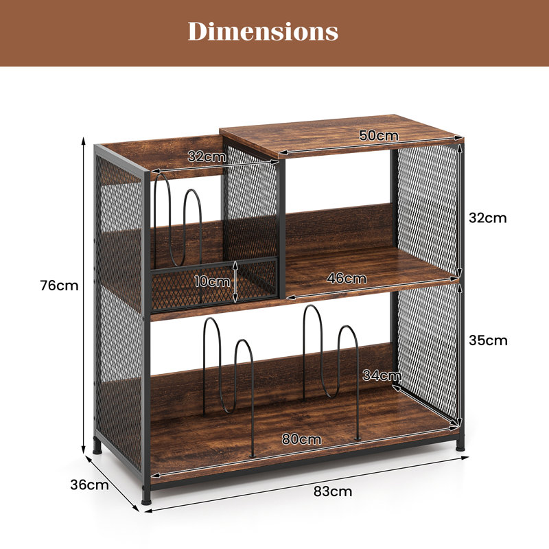 76cm H Media Shelves, Brown