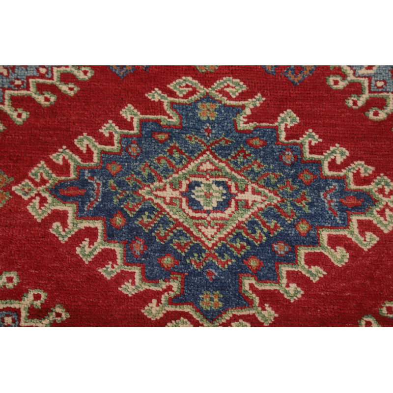 Tapis oriental géométrique rouge Kazak 5
