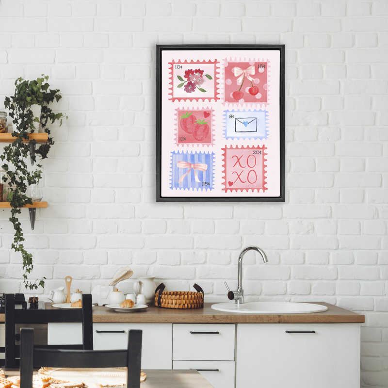 Cadre flottant Adorable Stamps Arrangement, design par Nina Jacobs, Cadre flottant noir de jais, H 21 po x l 17 po