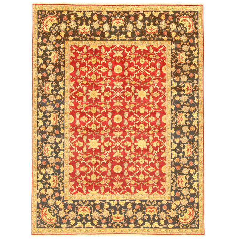 High-Quality Hand-Knotted Red And Black Area Rug