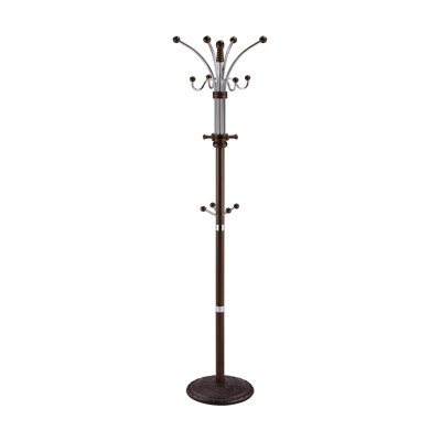 Portemanteau de 73 po de hauteur et en bois - Multicolore, rangement, 22,26 po de diamètre, pouvant accueillir manteaux, vestes, foulards et avec teinte pratique pour les accessoires