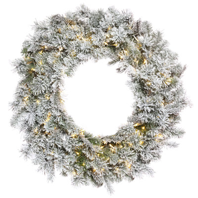 Winfield Frosted Pre-Lit Pine Christmas Wreath