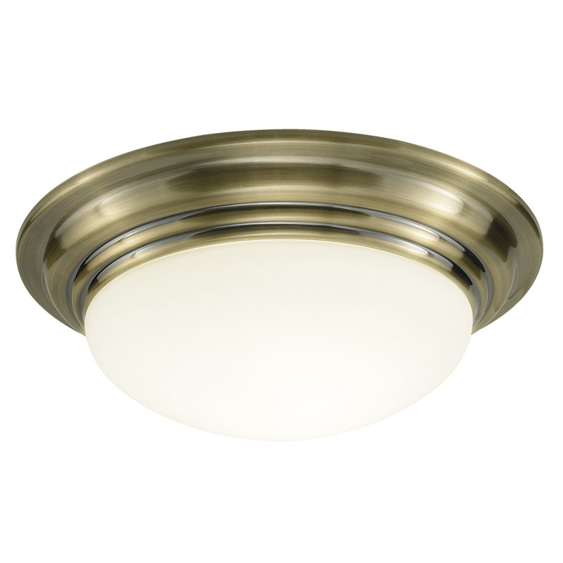 Eastwood Glass Flush Mount, Antique Brass, 12 cm H x 31 cm W