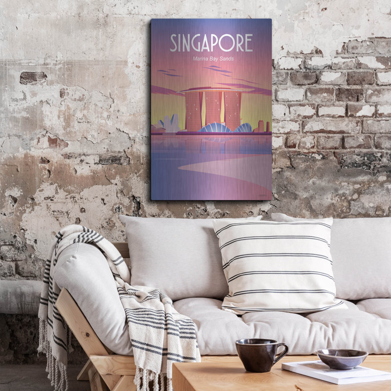 «Singapour» par Arctic Frame Studio, art mural en métal, H 36 po x l 24 po