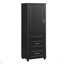 Grande armoire de rangement pour salle de bain, armoire de rangement autoportante avec deux tiroirs et tablette réglable, panneau de fibres à densité moyenne avec finition peinte-2090638283
