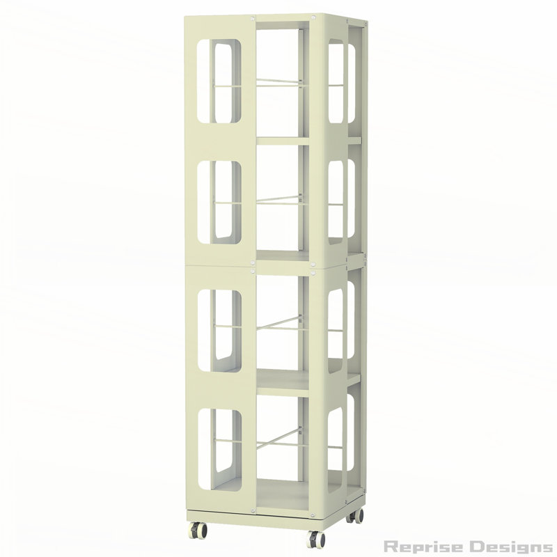 4-Tier All-Steel Rotating Bookshelf with 360° Wheels,Easy Assembly, Yellow