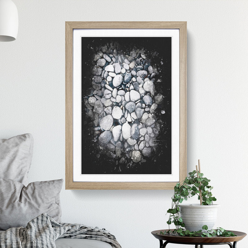 Pebbles - Picture Frame Graphic Art Print, 45cm H x 33cm W x 2cm D, Oak Framed