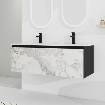 48Inch Wall-Mounted Bathroom Vanity With Ceramic Sink, Cabinet With Two Soft-Close Cabinet Door -  East Urban Home, 4700704C9A8C4B49838AA14BEC0AF52C