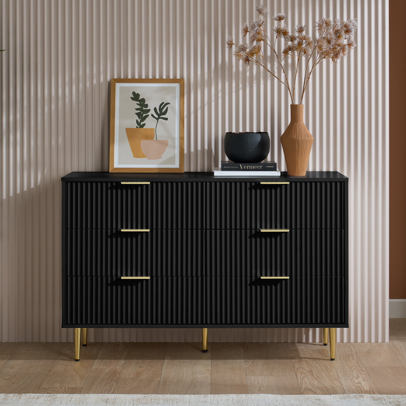 Bethzaida 6 Drawer Fluted Chest, Black