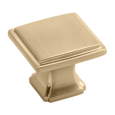 Poignée carrée de la collection Bridges - Bouton d'armoire 1-1 / 4 po x 1-1 / 4 po - Bronze champagne - Quincaillerie transitionnelle et décorative pour tiroirs et armoires
