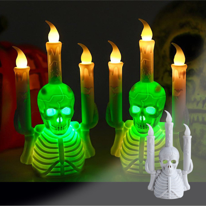 Décoration de bougies d'Halloween, petites lumières de nuit, lumières de bureau à DEL, ornements décoratifs de crâne