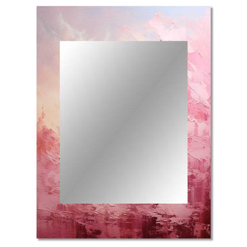 «Pink Horizon» - paysage unique, grand miroir mural rose, impression d'art en métal, 40 po x 30 po