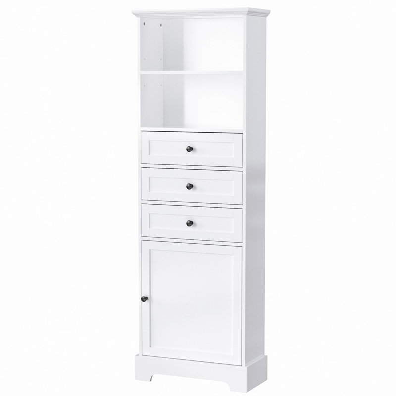 Grande armoire de rangement avec 3 tiroirs et tablettes réglables pour salle de bain, bureau, bureau et intérieur, panneau de fibres à densité moyenne avec finition peinte