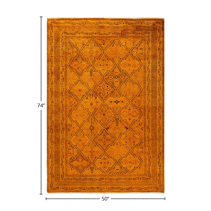 Doolish One-of-a-Kind 4' 2" X 6' 2" New Age Wool Area Rug Orange