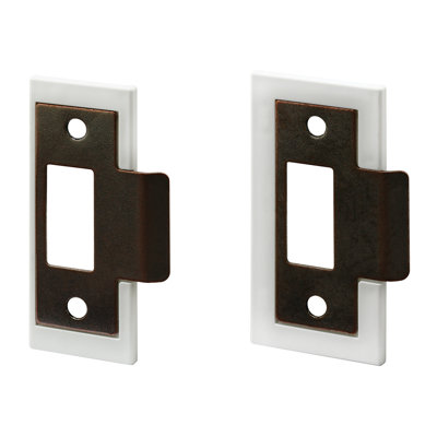 Prime-Line Fix-A-Latch Strike Plate Repair Kit, 1-3/8 in. and 1-3/4 in., Stamped Steel, White Plastic Base (Single Pack)