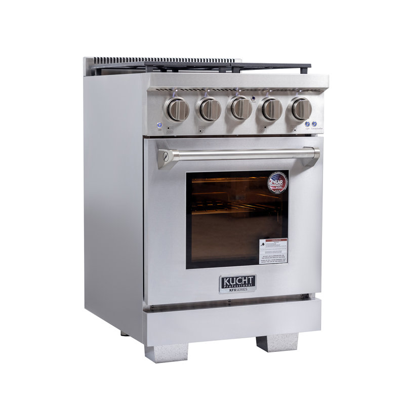 24 in. 2.5 cu. ft. Propane Gas Range and Convection Oven in Stainless Steel with True Simmer Burners, Liquid Propane