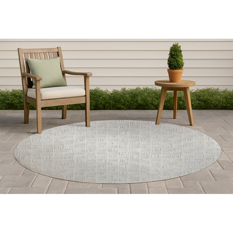 Lash Locked Non-Slip Outdoor Rug, Round 5'