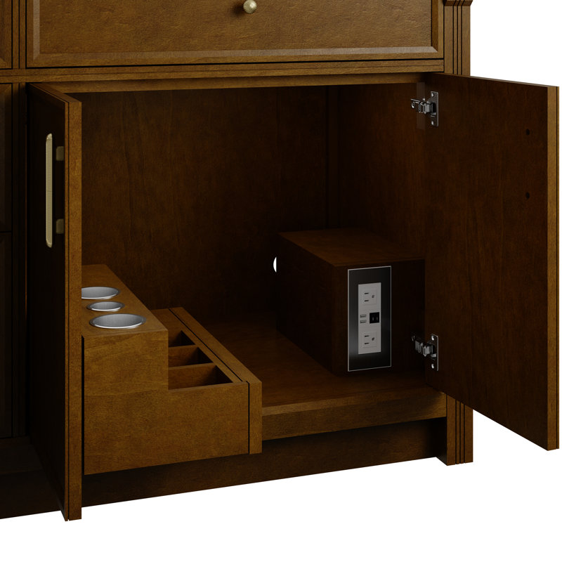 Bellshire 72" W Double Vanity w/FreePower Wireless Charger, Tajnar Eclos, Honey Oak