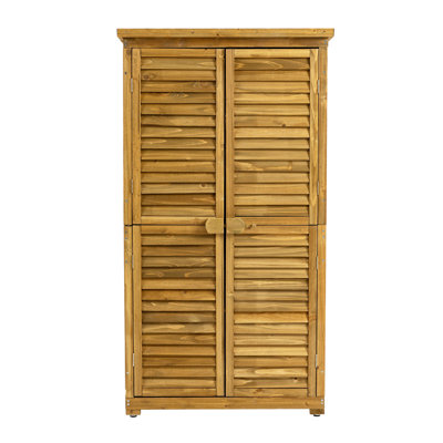 Outdoor Storage Cabinet, Wood Garden Shed, Pool Storage Shed With Lockable Door, Waterproof Roof And 2 Removable Shelves, Vertical Outside Storage Shed For Patio, Backyard And Lawn