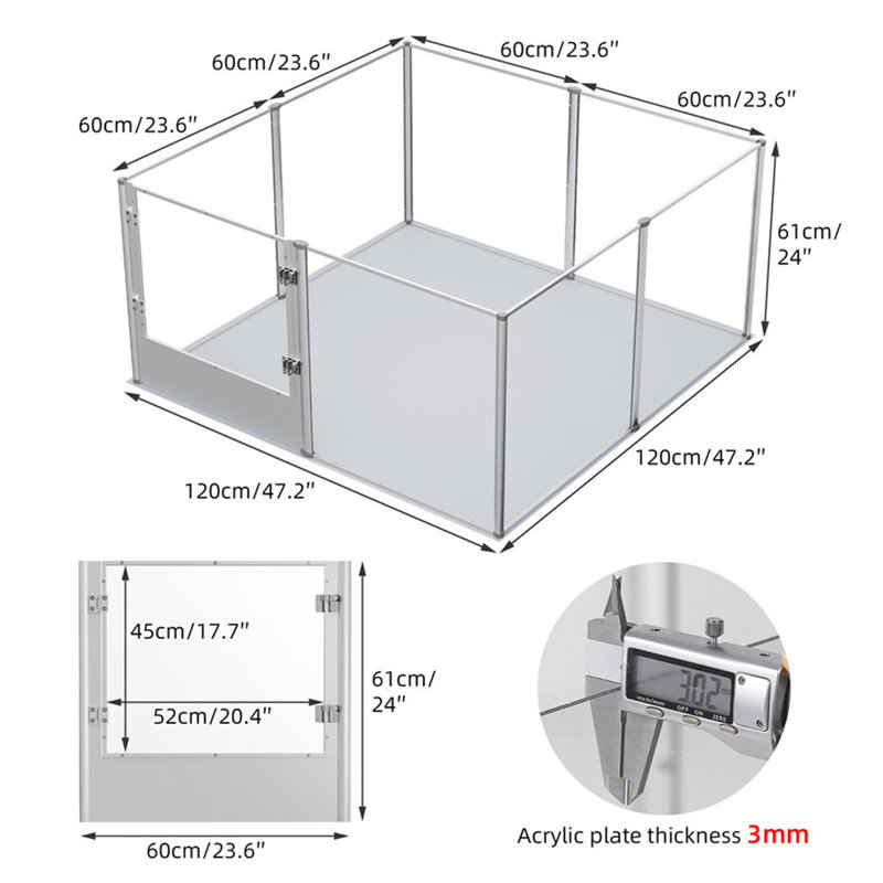 Playpen Pet Pen, 61 cm H x 120 cm W x 120 cm D