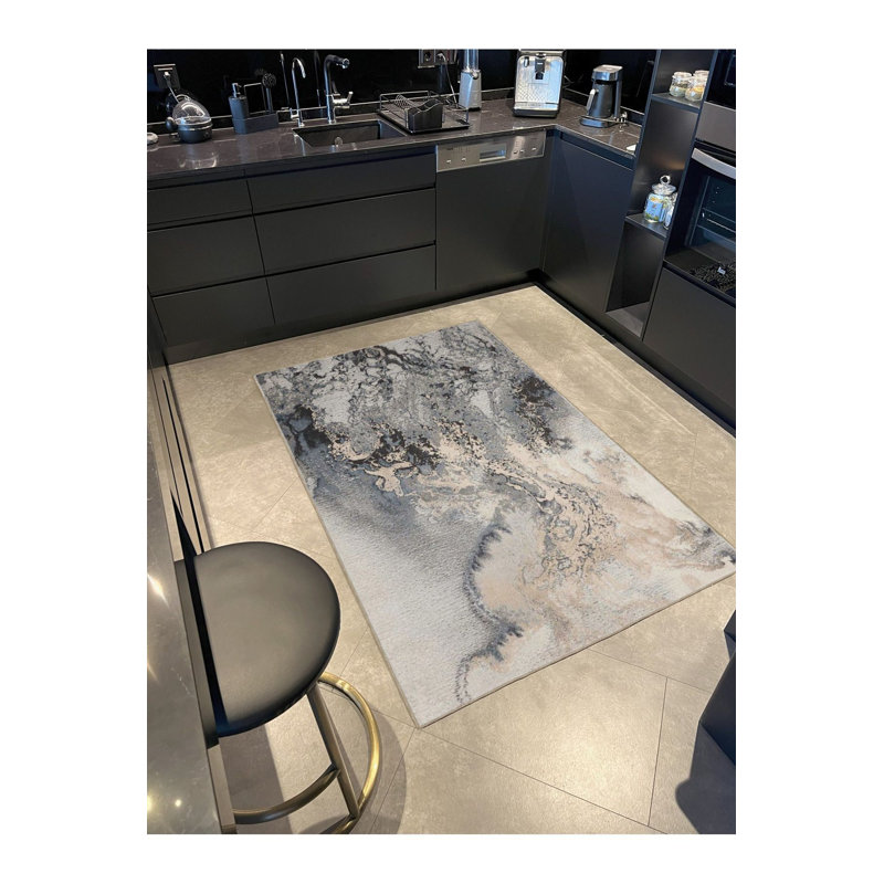 Tapis beige à motif abstrait et éclaboussures de peinture abstraite