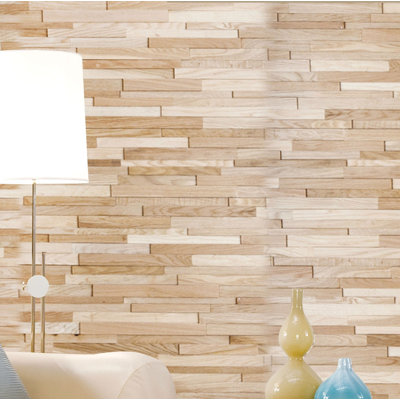 1/2 in x 7-7/8 in x 47-1/4 in Oak 3D Solid Hardwood Interlocking Wall Plank